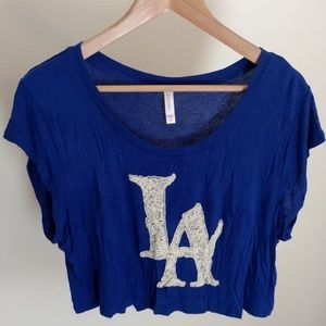 Xhilaration Dodgers Inspired LA Crop Top [M]